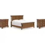 CHADWORTH BEDROOM SET (BED + 2 NIGHSTANDS + CHEST OF DRAWERS + MIRRORED DRESSER)
