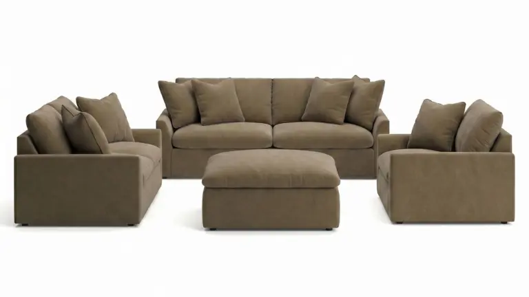 WHITEHAVEN 6 SEATER SOFA SET WITH OTTOMAN - BROWN
