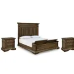 CHANNLEY BEDROOM SET (BED + 2 NIGHSTANDS + CHEST OF DRAWERS + MIRRORED DRESSER)