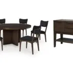 KORESTONE ROUND DINING SET WITH 6 CHAIRS AND A SERVER