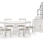 CHADWORTH ROUND DINING SET WITH 6 CHAIRS AND A BAKERS RACK