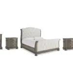 ARDENFIELD BEDROOM SET (BED + 2 NIGHTSTANDS + CHEST OF DRAWERS + MIRRORED DRESSER)