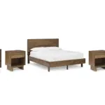 ISANTI BEDROOM SET (BED + 2 NIGHTSTANDS + CHEST OF DRAWERS + MIRRORED DRESSER)