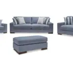 BELVOIR 6 SEATER SOFA SET & OTTOMAN - BLUE